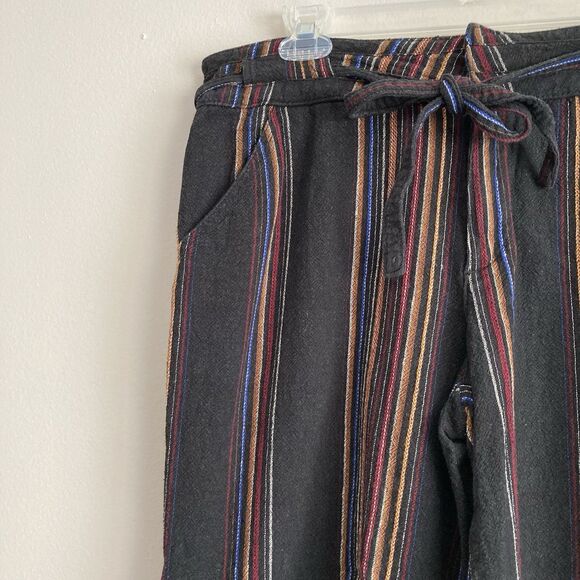 Democracy Womens Flex-ellent Wide Leg Cropped Pants Size 6 Black Striped Boho - Picture 3 of 10